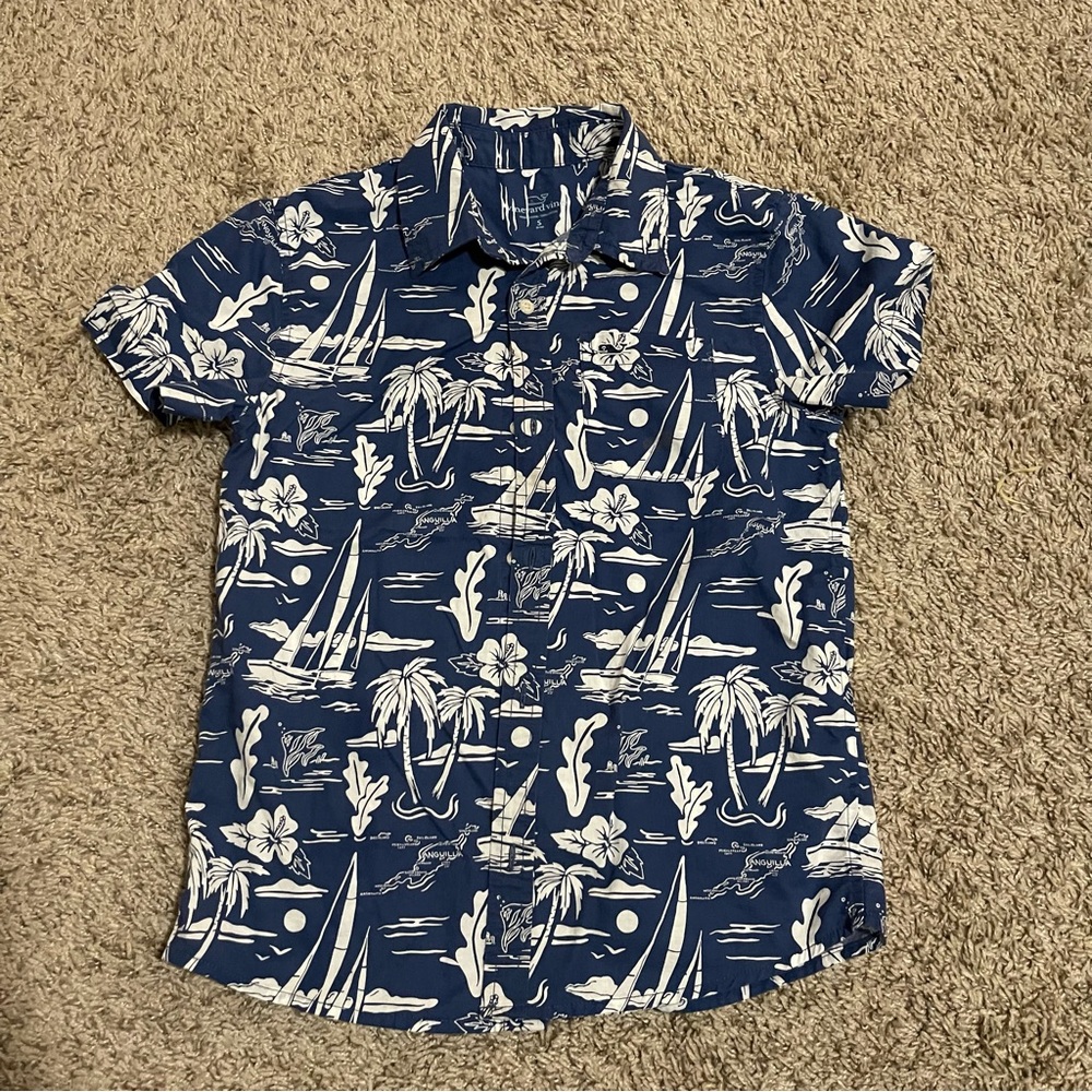 Vineyard Vines Blue and White Sailboat Print Shirt